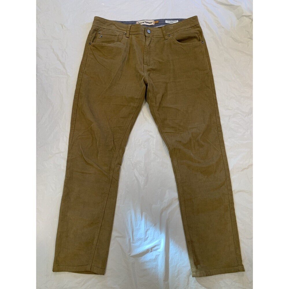 Tailor Vintage Canaan Slim Fit Light Corduroy Men's Tan Pants Size 36x30